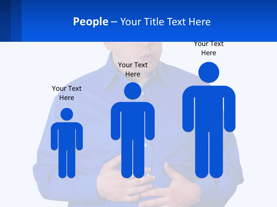 A Man In A Blue Shirt Is Holding A Blue Sign PowerPoint Template