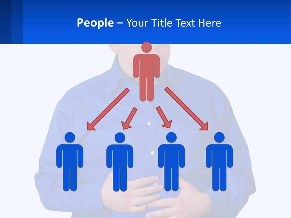 A Man In A Blue Shirt Is Holding A Blue Sign PowerPoint Template