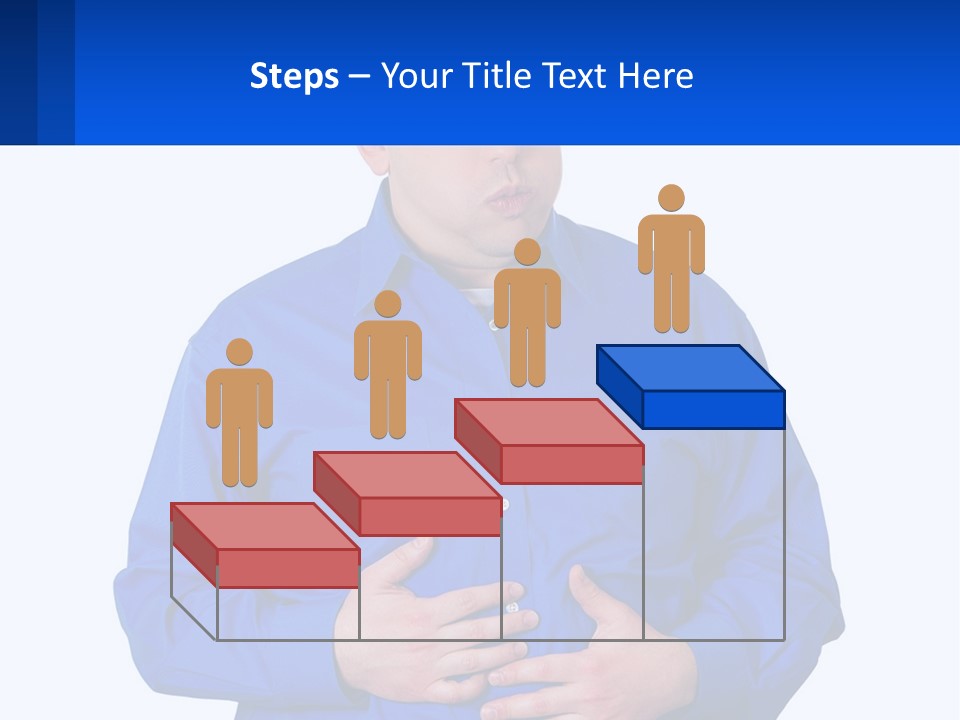 A Man In A Blue Shirt Is Holding A Blue Sign PowerPoint Template