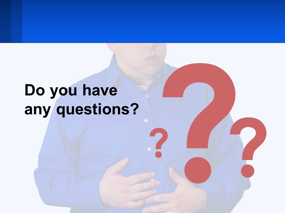 A Man In A Blue Shirt Is Holding A Blue Sign PowerPoint Template