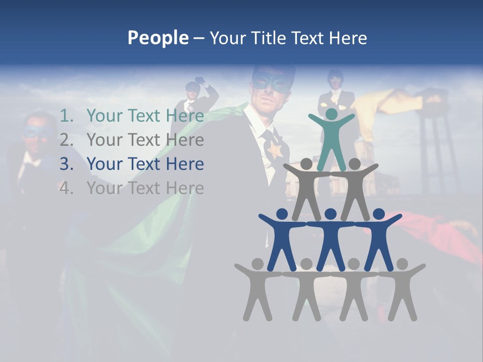 A Group Of People Dressed Up As Superheros PowerPoint Template