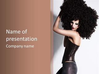 A Woman With Long Black Hair And A Corset PowerPoint Template
