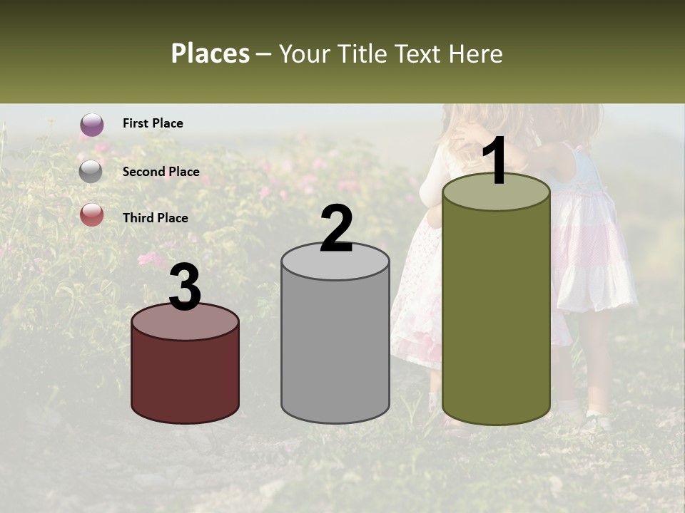 Two Little Girls Hugging Each Other In A Field PowerPoint Template