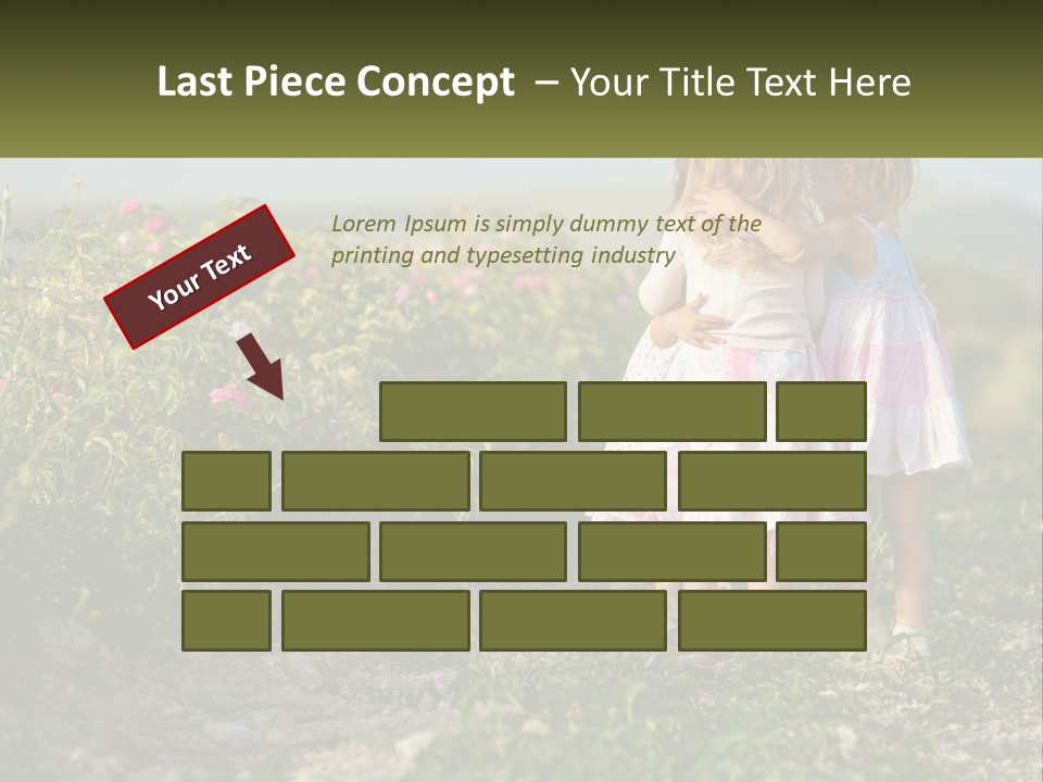 Two Little Girls Hugging Each Other In A Field PowerPoint Template