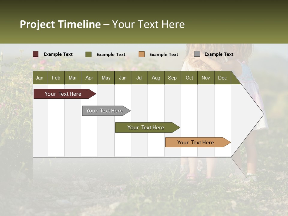 Two Little Girls Hugging Each Other In A Field PowerPoint Template