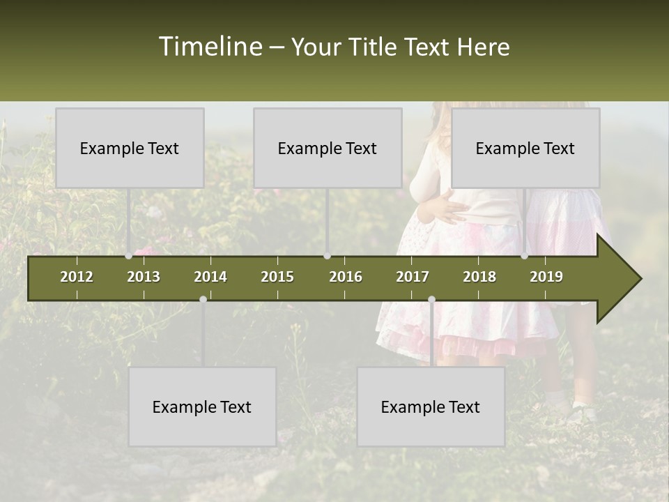 Two Little Girls Hugging Each Other In A Field PowerPoint Template