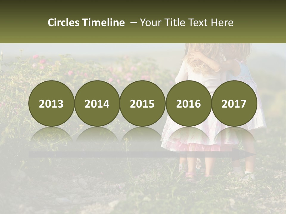 Two Little Girls Hugging Each Other In A Field PowerPoint Template