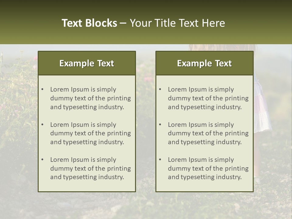 Two Little Girls Hugging Each Other In A Field PowerPoint Template