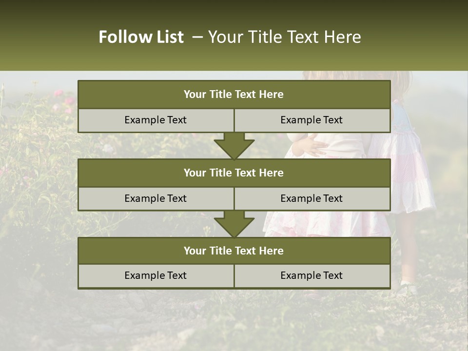 Two Little Girls Hugging Each Other In A Field PowerPoint Template