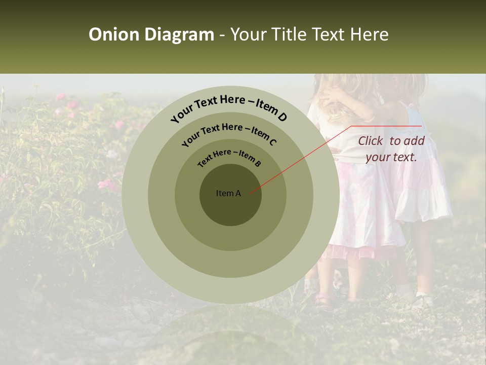 Two Little Girls Hugging Each Other In A Field PowerPoint Template