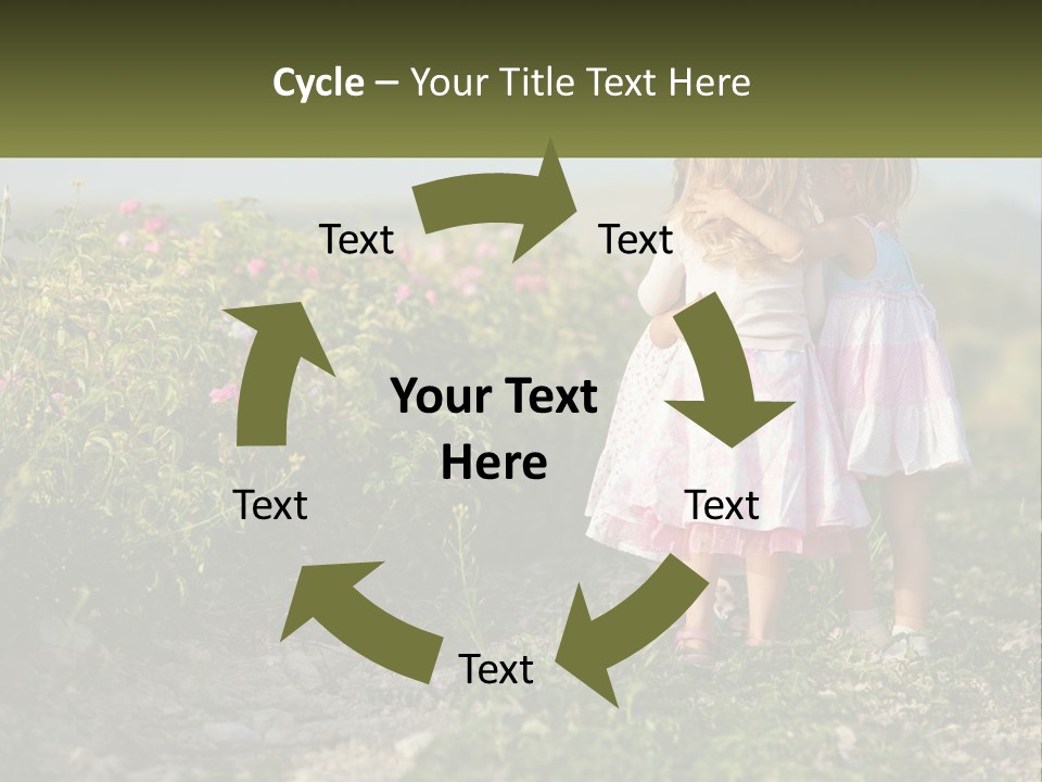 Two Little Girls Hugging Each Other In A Field PowerPoint Template