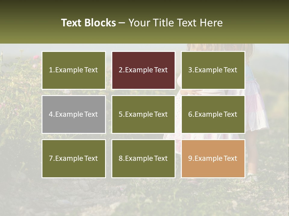 Two Little Girls Hugging Each Other In A Field PowerPoint Template