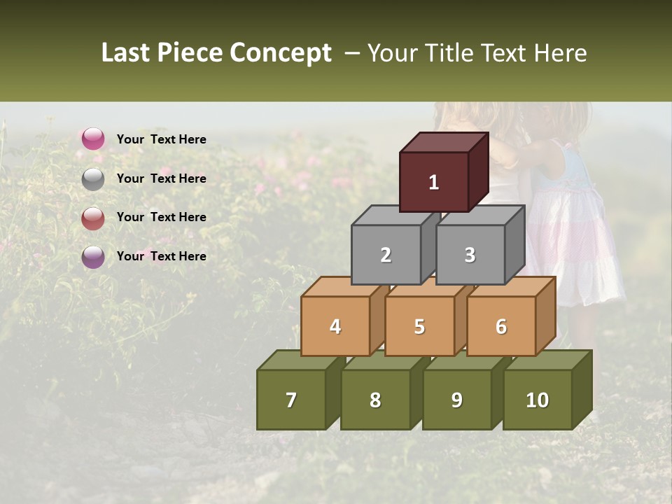 Two Little Girls Hugging Each Other In A Field PowerPoint Template