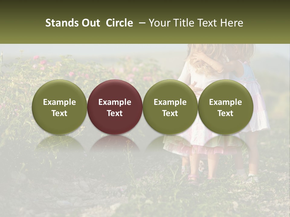 Two Little Girls Hugging Each Other In A Field PowerPoint Template