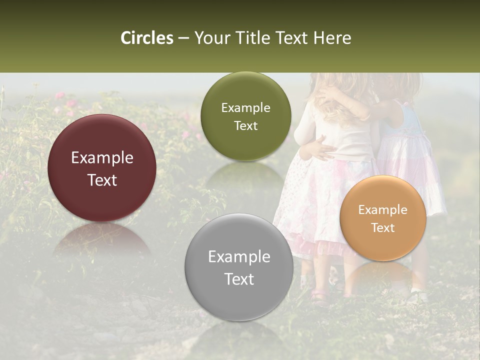 Two Little Girls Hugging Each Other In A Field PowerPoint Template