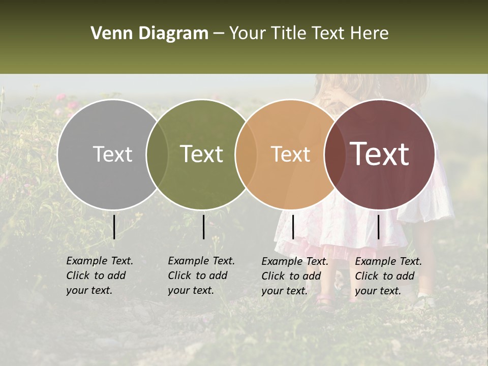 Two Little Girls Hugging Each Other In A Field PowerPoint Template