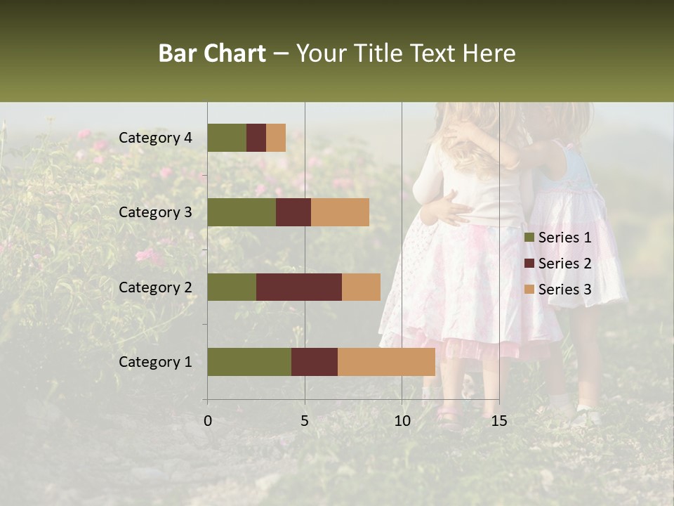 Two Little Girls Hugging Each Other In A Field PowerPoint Template