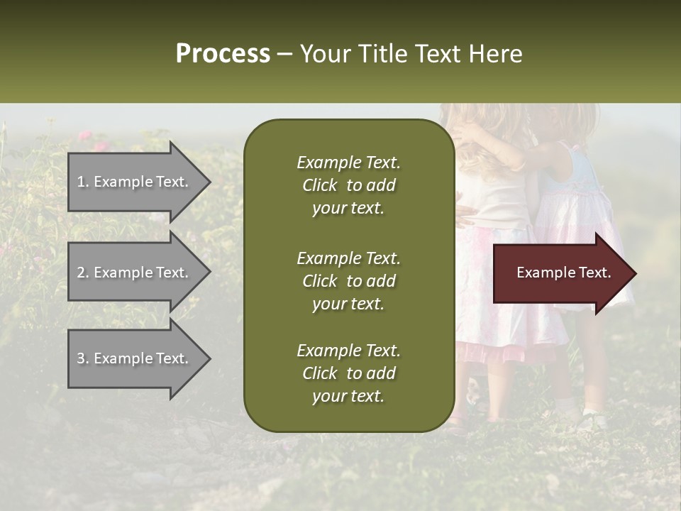 Two Little Girls Hugging Each Other In A Field PowerPoint Template