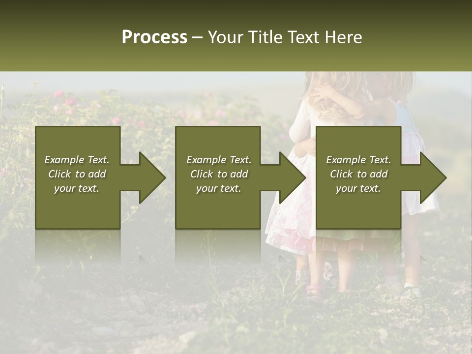 Two Little Girls Hugging Each Other In A Field PowerPoint Template
