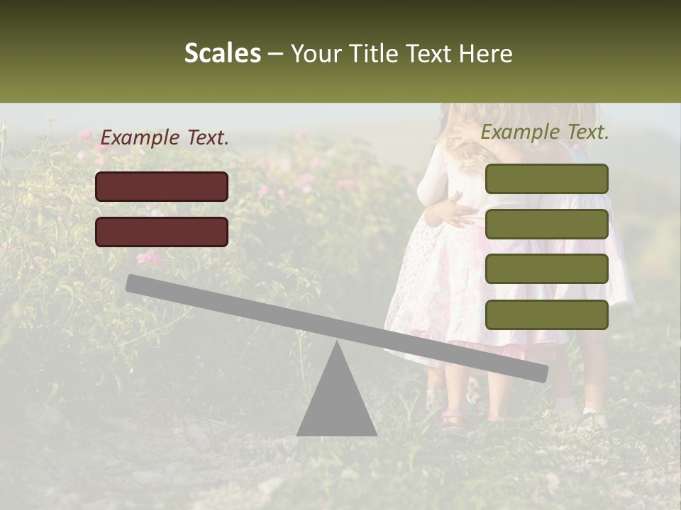 Two Little Girls Hugging Each Other In A Field PowerPoint Template