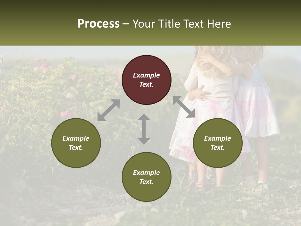 Two Little Girls Hugging Each Other In A Field PowerPoint Template