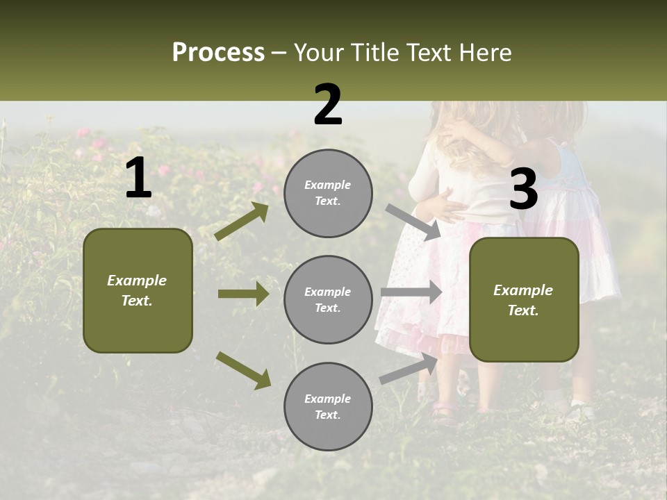 Two Little Girls Hugging Each Other In A Field PowerPoint Template