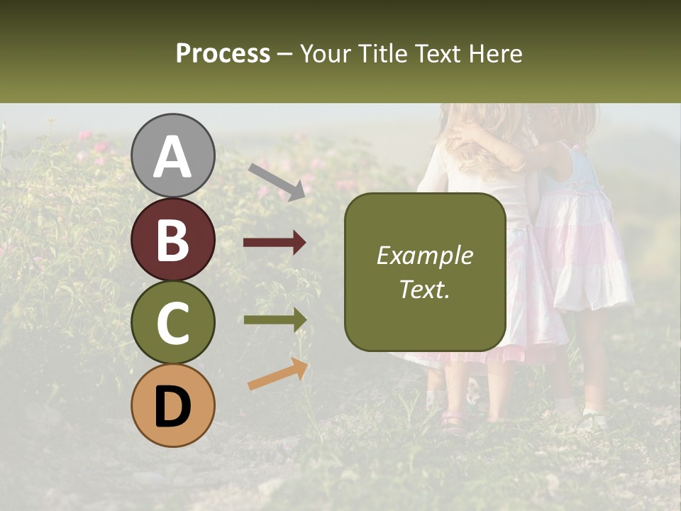 Two Little Girls Hugging Each Other In A Field PowerPoint Template