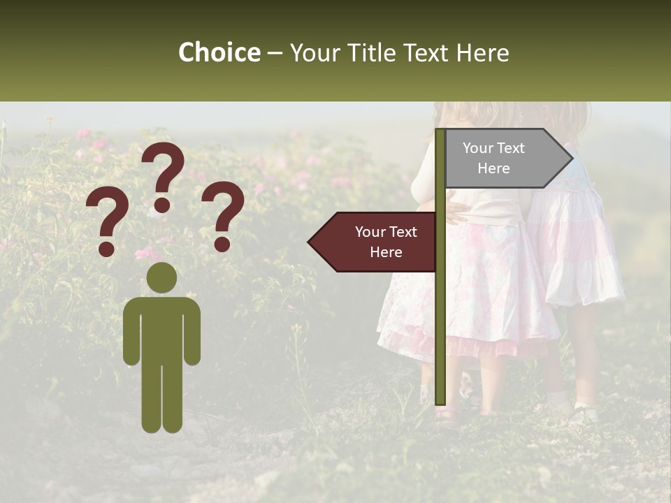 Two Little Girls Hugging Each Other In A Field PowerPoint Template