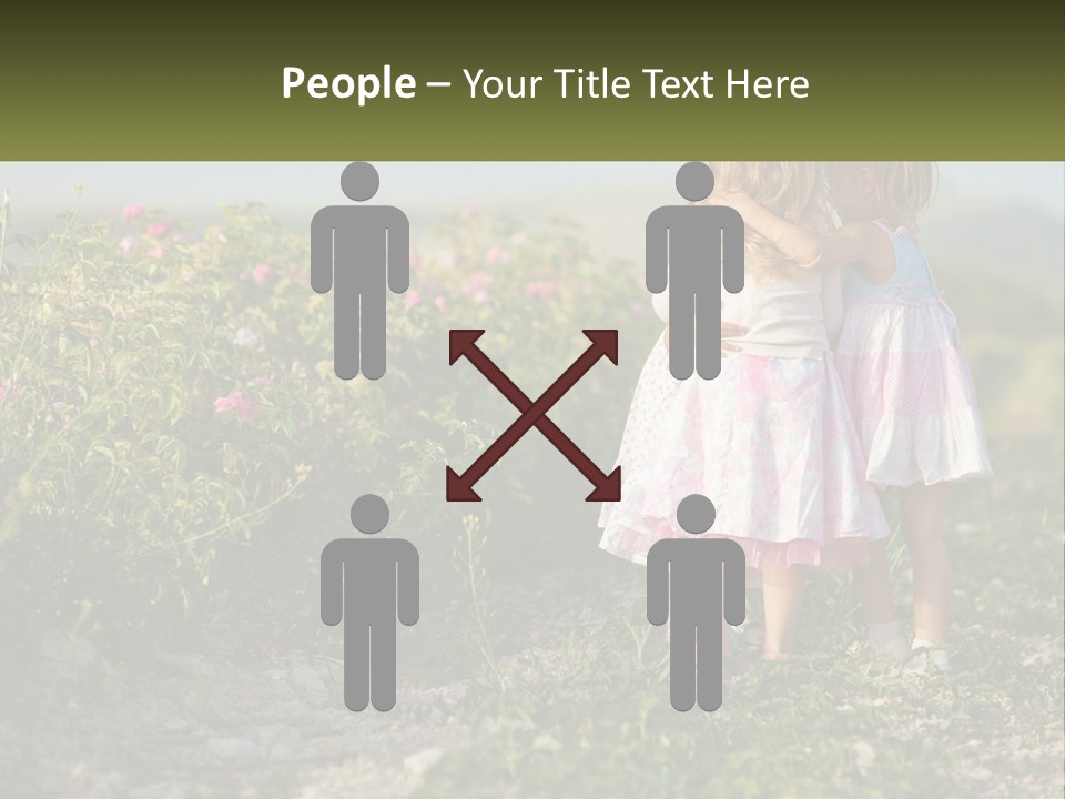 Two Little Girls Hugging Each Other In A Field PowerPoint Template