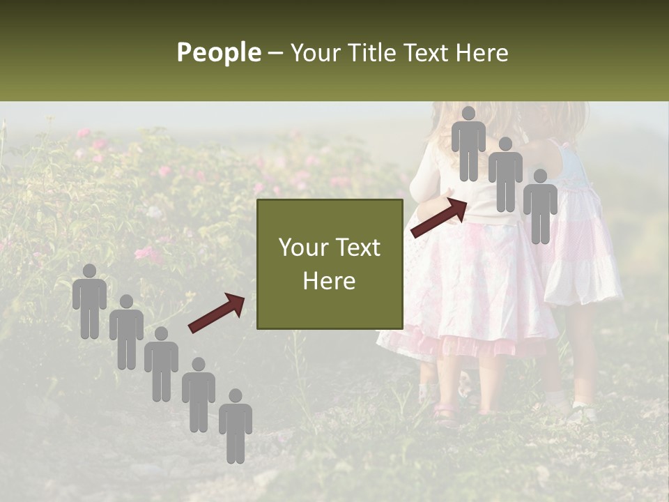 Two Little Girls Hugging Each Other In A Field PowerPoint Template