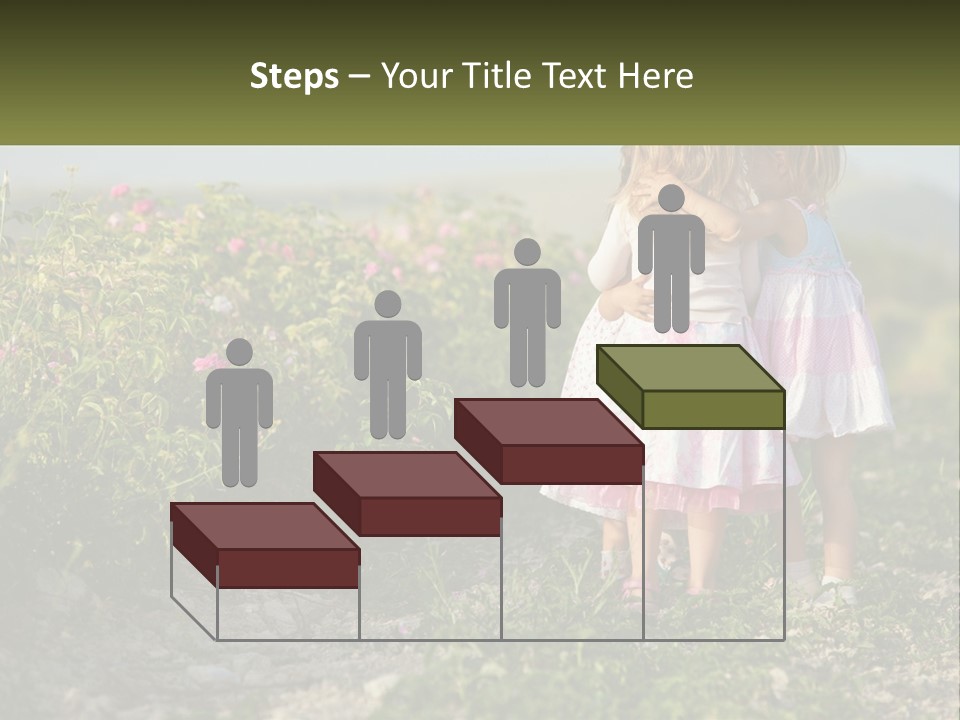 Two Little Girls Hugging Each Other In A Field PowerPoint Template