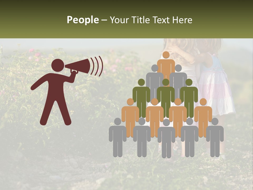 Two Little Girls Hugging Each Other In A Field PowerPoint Template