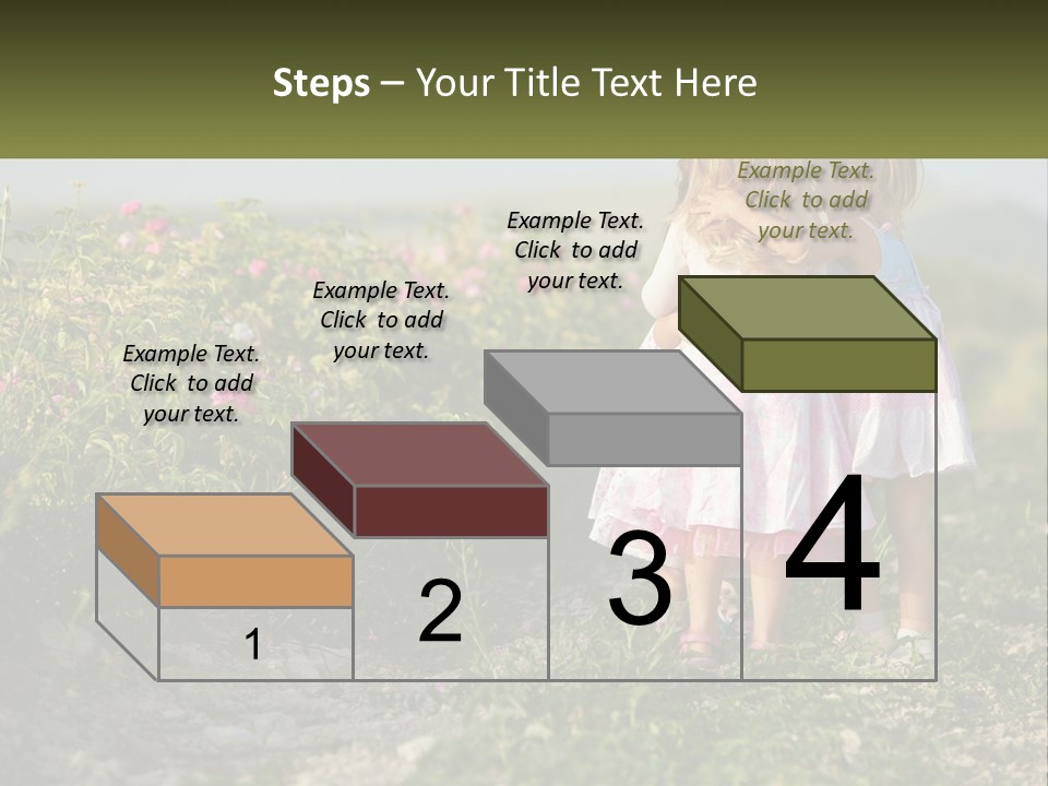 Two Little Girls Hugging Each Other In A Field PowerPoint Template