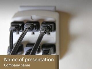 A Group Of Black Wires Plugged Into A Wall Outlet PowerPoint Template