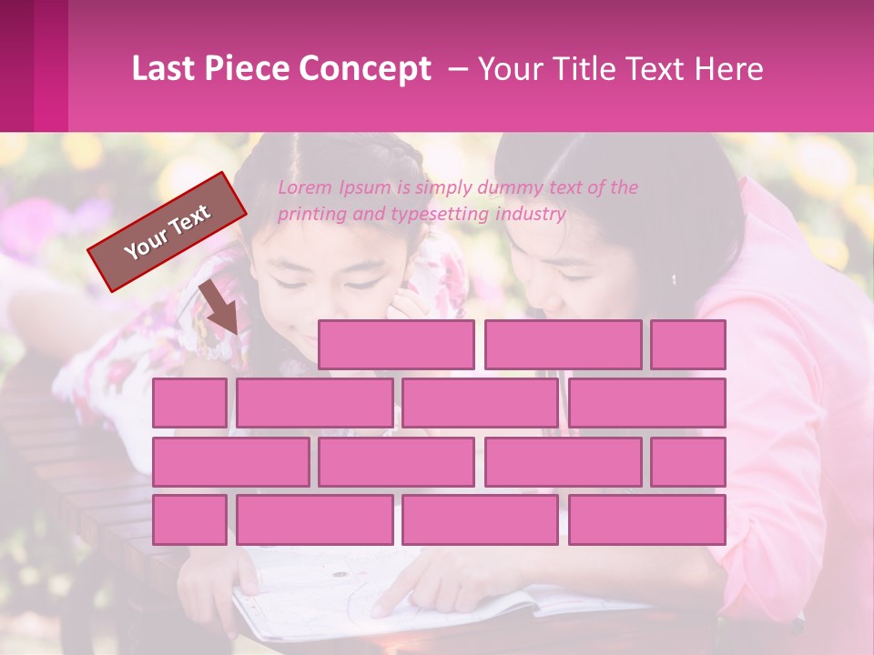 Two Girls Are Looking At A Book On A Bench PowerPoint Template