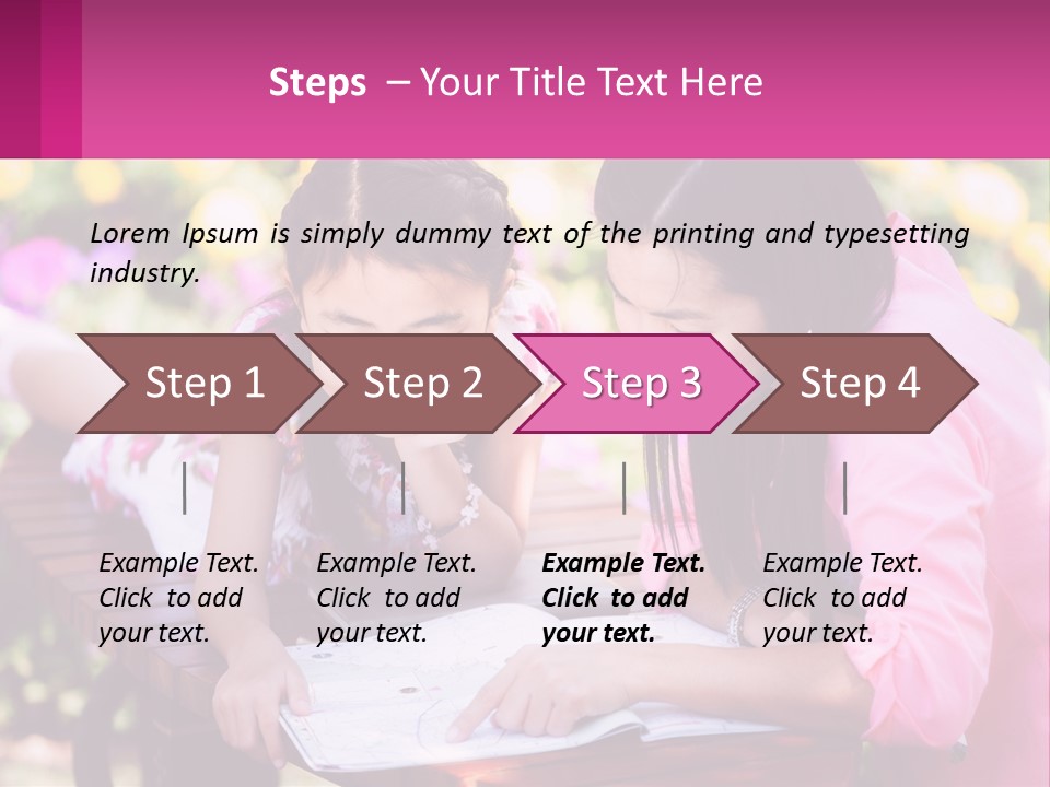 Two Girls Are Looking At A Book On A Bench PowerPoint Template