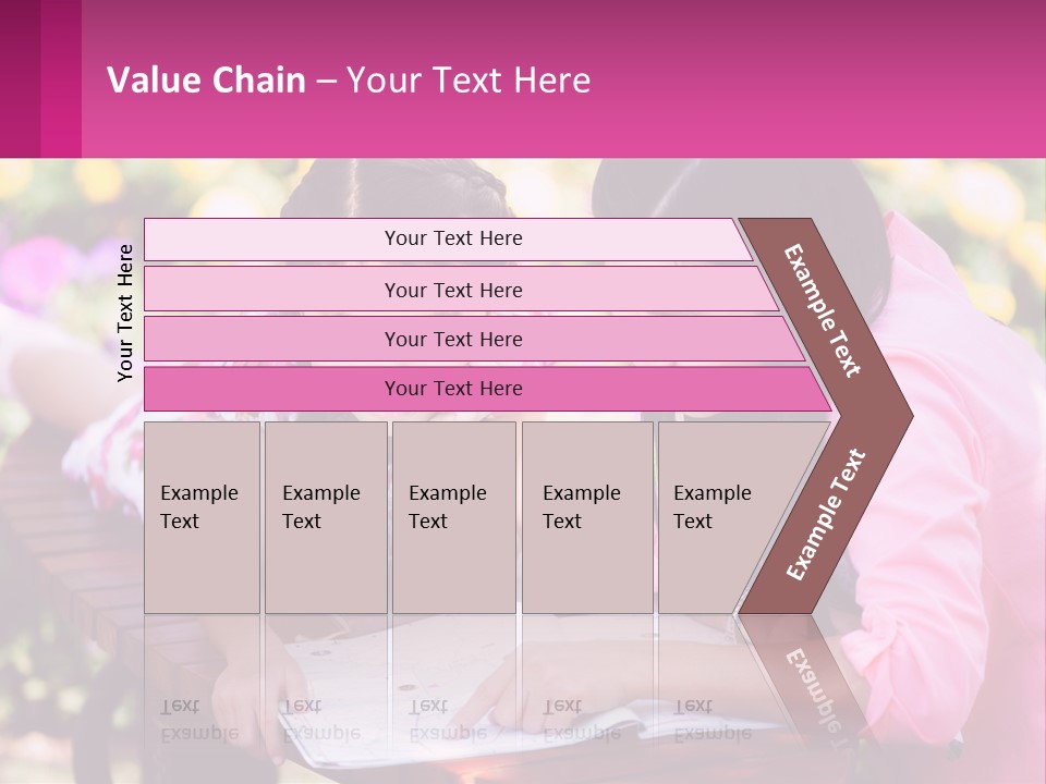 Two Girls Are Looking At A Book On A Bench PowerPoint Template