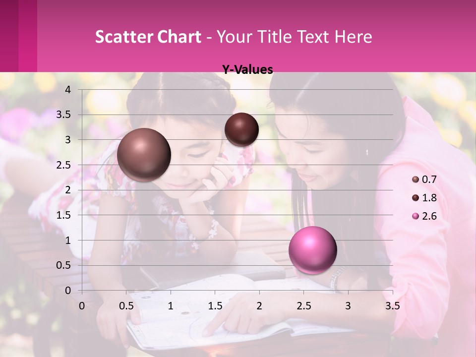 Two Girls Are Looking At A Book On A Bench PowerPoint Template
