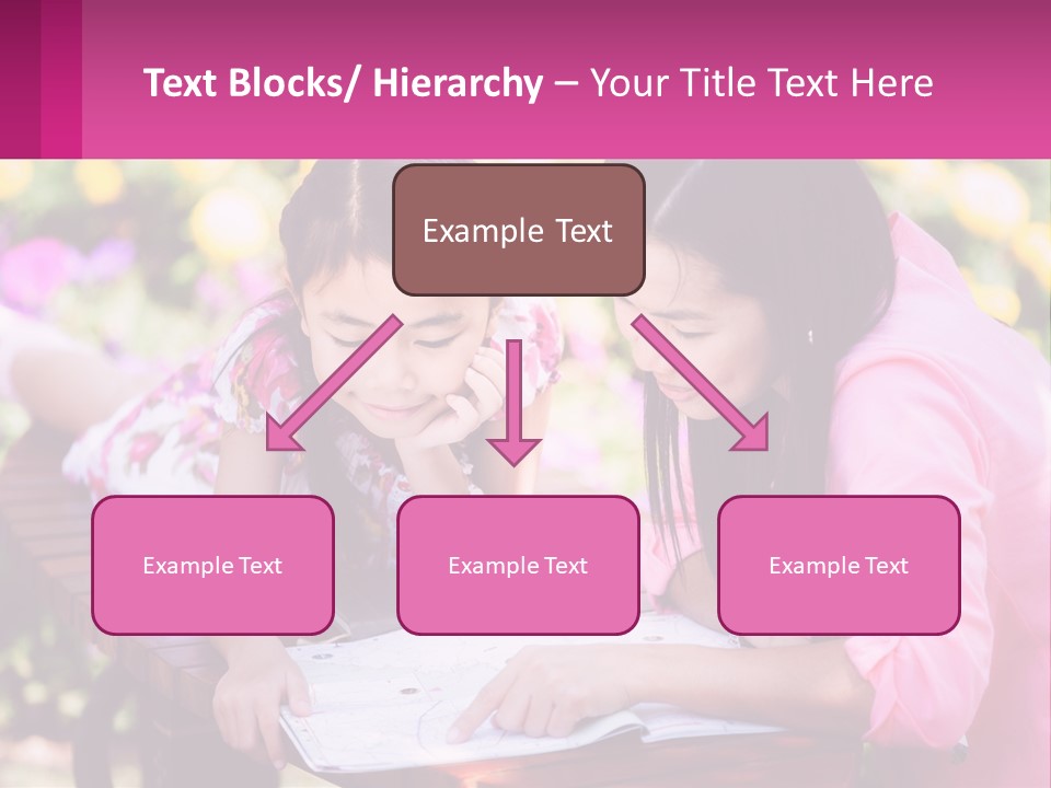 Two Girls Are Looking At A Book On A Bench PowerPoint Template