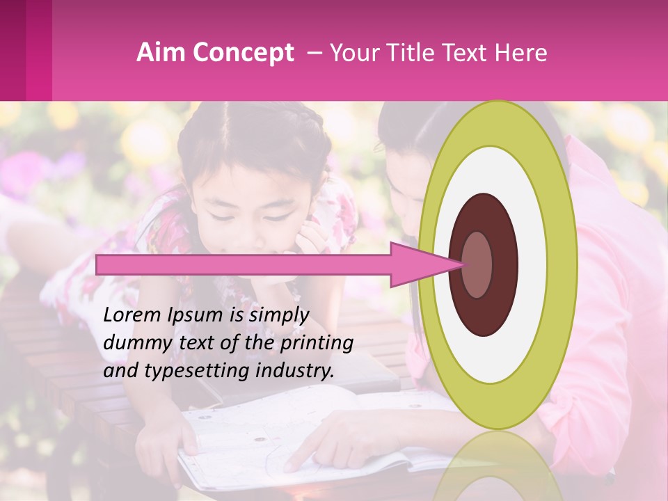 Two Girls Are Looking At A Book On A Bench PowerPoint Template