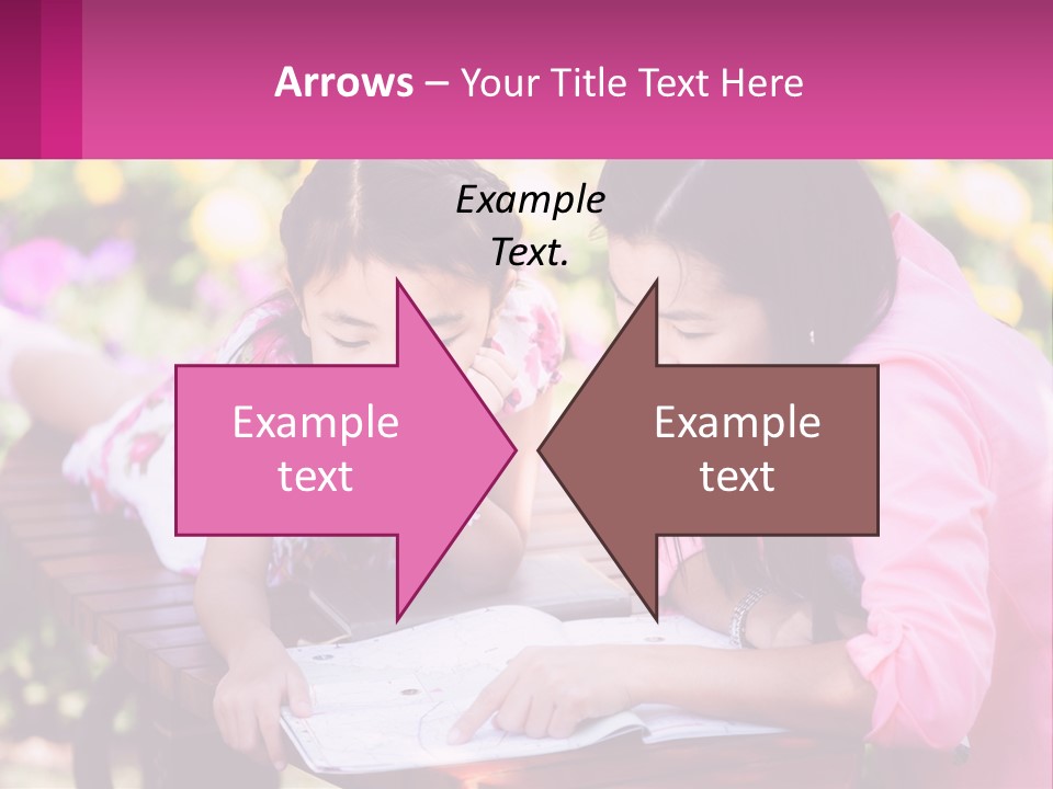 Two Girls Are Looking At A Book On A Bench PowerPoint Template