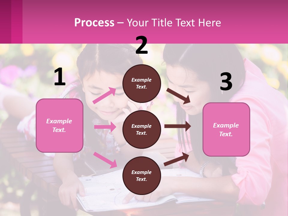 Two Girls Are Looking At A Book On A Bench PowerPoint Template