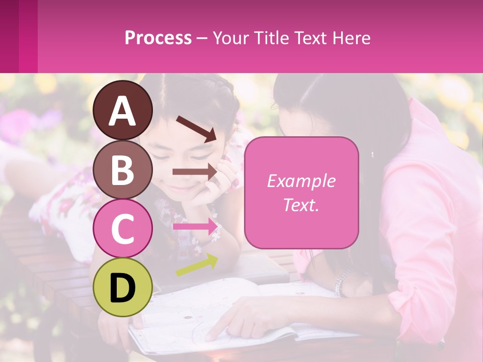 Two Girls Are Looking At A Book On A Bench PowerPoint Template