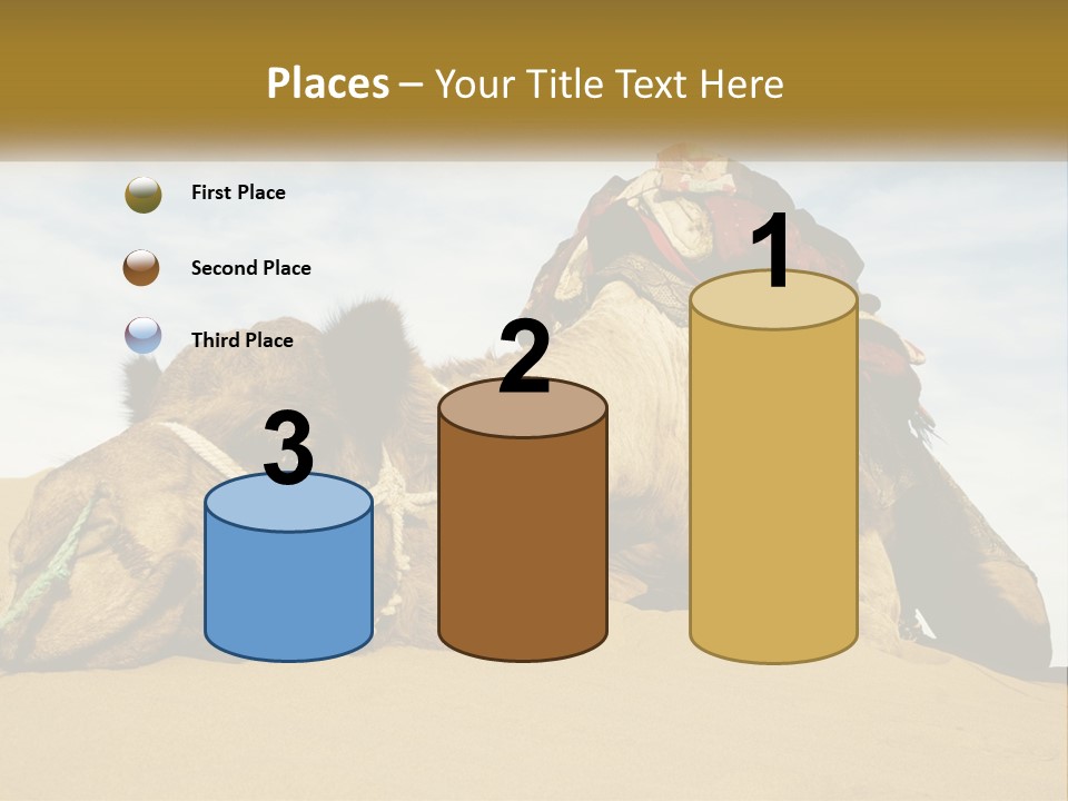 A Camel Laying Down In The Sand With A Backpack On Its Back PowerPoint Template