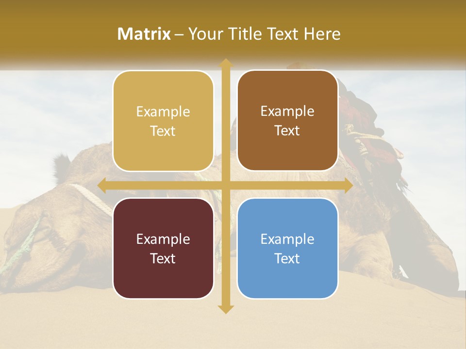 A Camel Laying Down In The Sand With A Backpack On Its Back PowerPoint Template