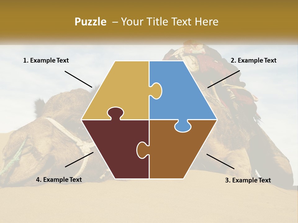 A Camel Laying Down In The Sand With A Backpack On Its Back PowerPoint Template