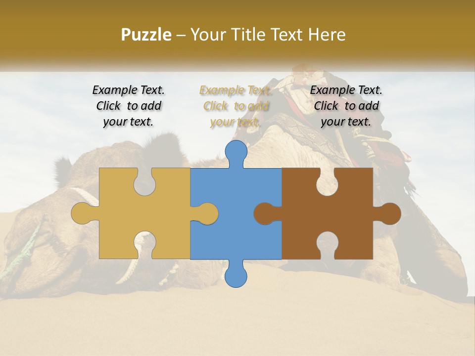 A Camel Laying Down In The Sand With A Backpack On Its Back PowerPoint Template
