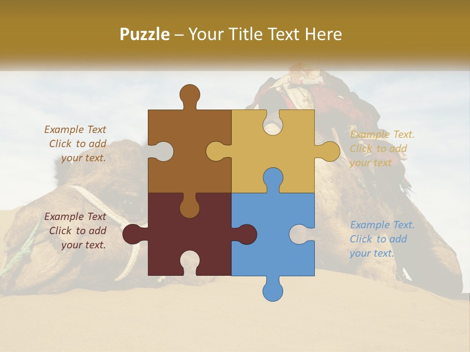A Camel Laying Down In The Sand With A Backpack On Its Back PowerPoint Template