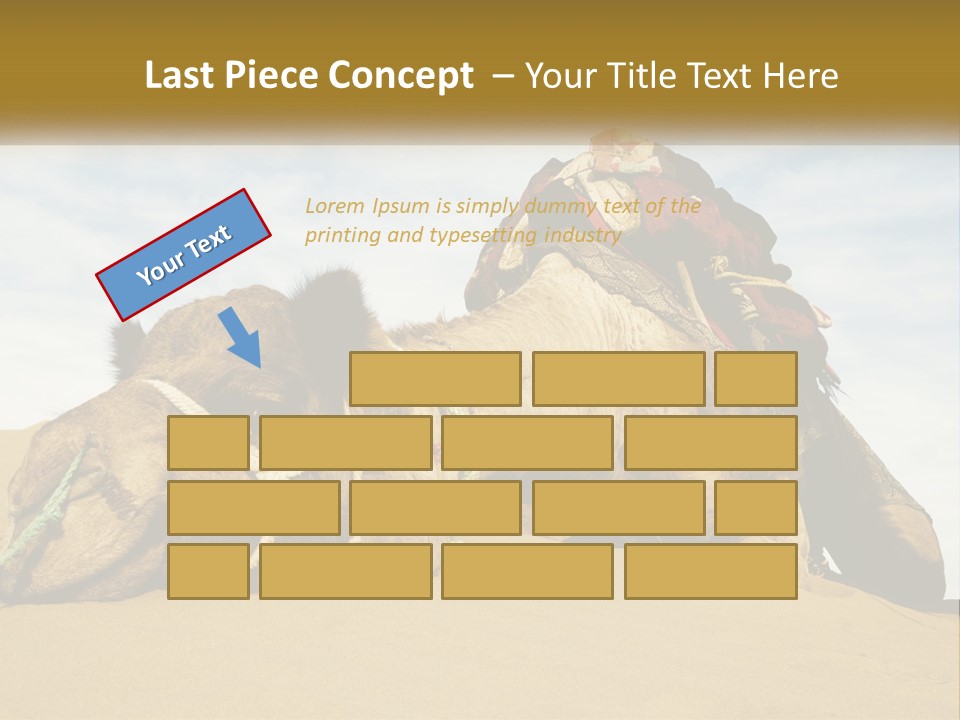 A Camel Laying Down In The Sand With A Backpack On Its Back PowerPoint Template