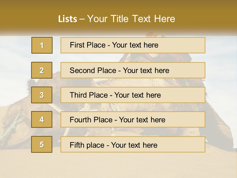 A Camel Laying Down In The Sand With A Backpack On Its Back PowerPoint Template